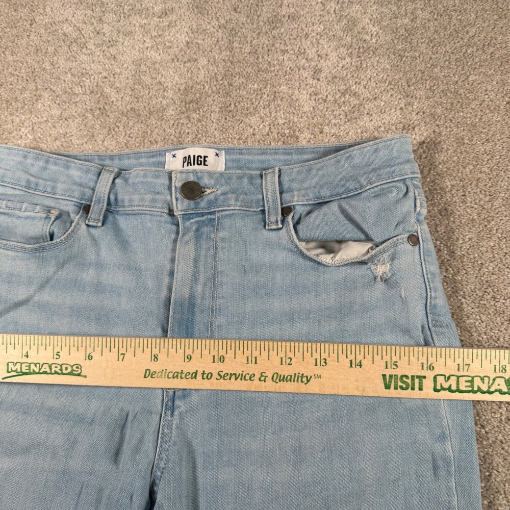 Paige Rory Crop Flare Jeans Women Size 30 Light Wash Distressed Raw Hem READ - Picture 9 of 11